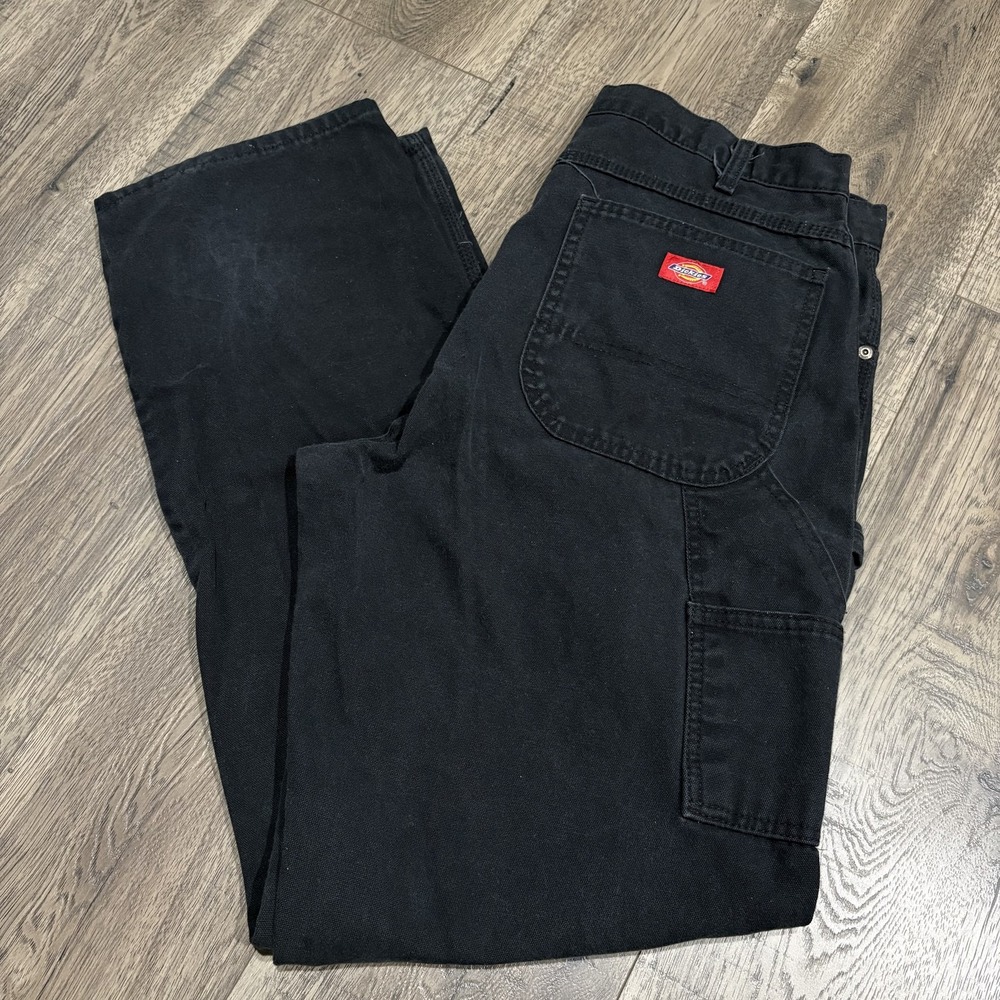 Dickies Carpenter Pants Mens 36x32 Black Canvas Utility Relaxed Fit Workwear